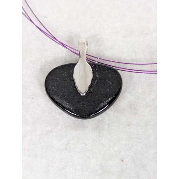 Dichroic pendant neckwire is 18" long pendant is 11/4" x 1 3/8" - Picture 7 of 8